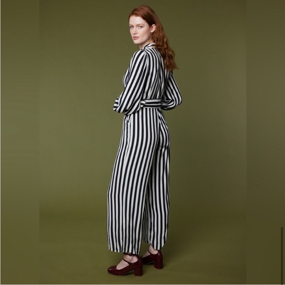Black & White Stripes Jumpsuit Romper 2 Piece Set ModCloth Joanie - Picture 3 of 6